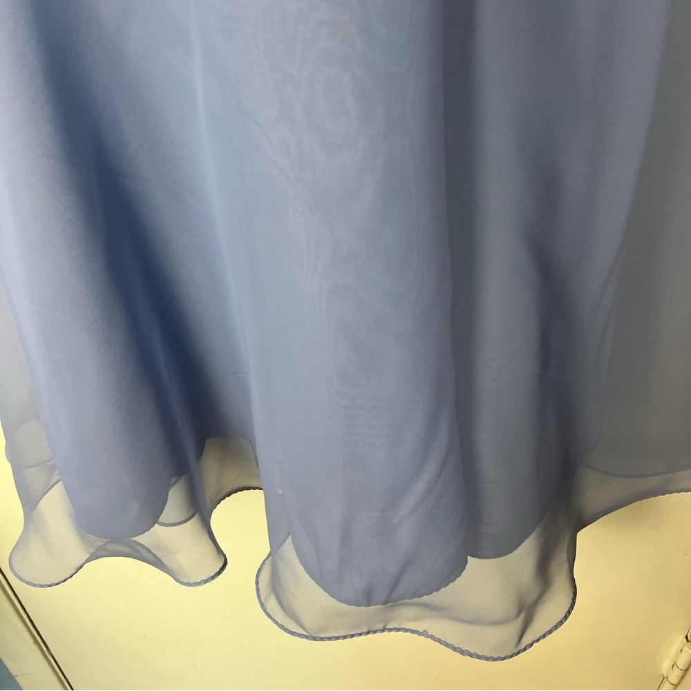 Miss Elliette - Women’s Vintage Belted Chiffon Dress Lace Periwinkle‎ 60s Sz. 10 - Picture 9 of 10